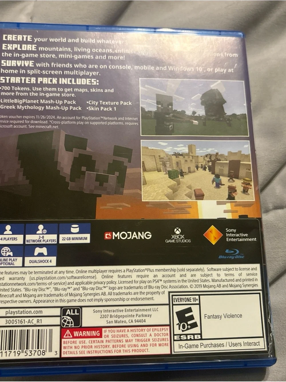 Mojang Minecraft (PS4) Video Game - Blue Case
